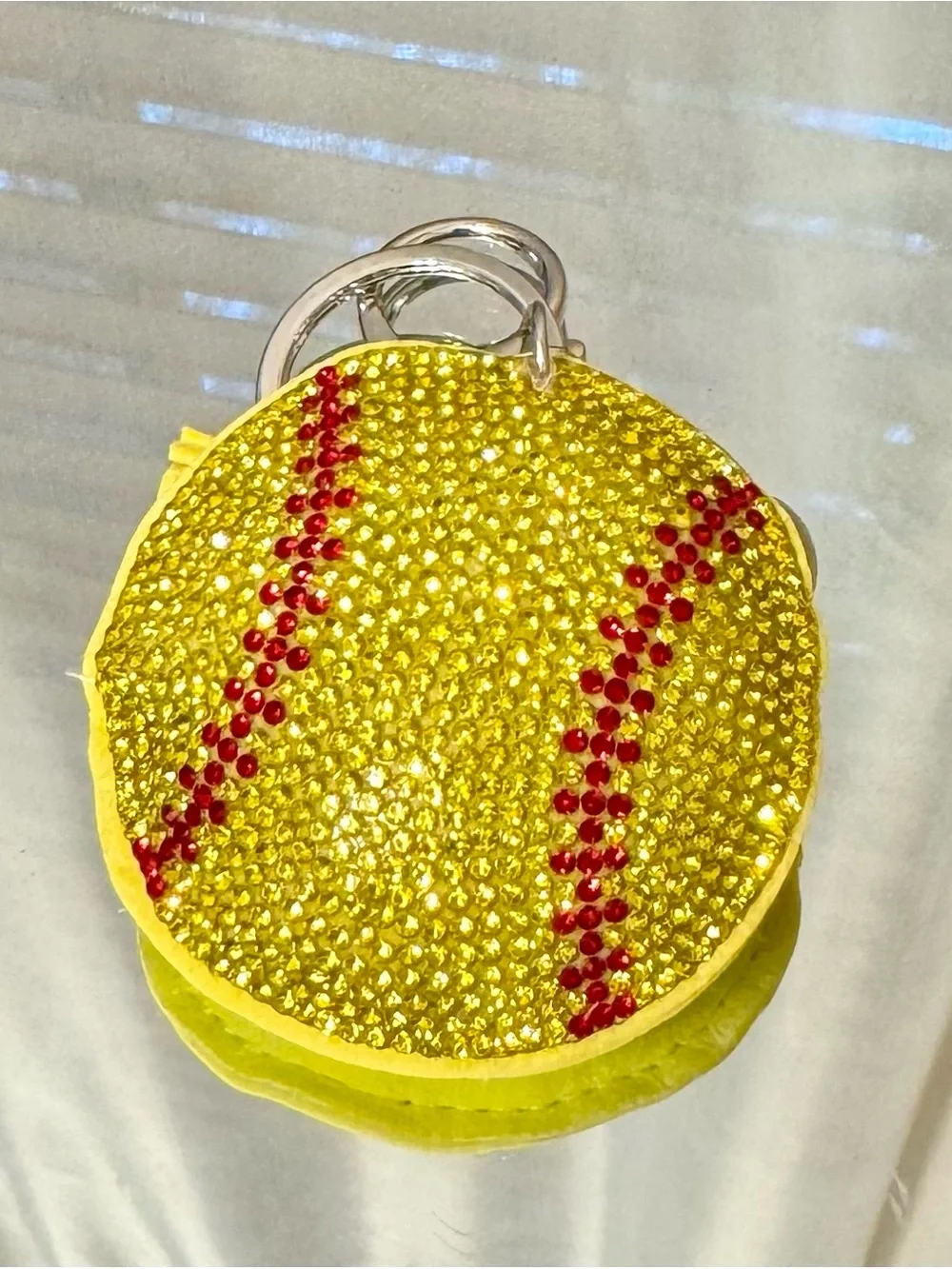 New Yellow Crystal Softball Keychain